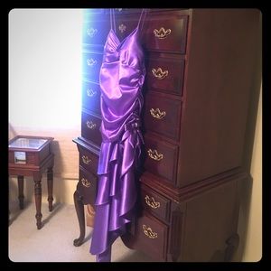 Purple silk half rise prom dress